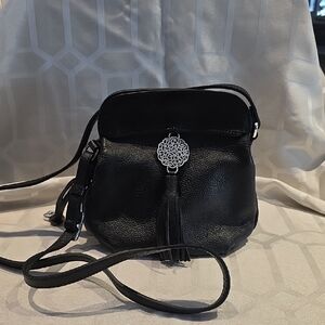 Brighton Elegant Black Leather Crossbody Bag
